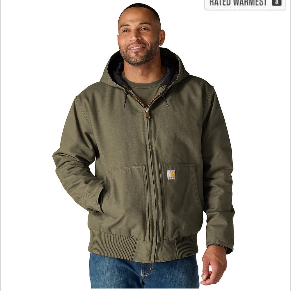 Carhartt Men's Green Hooded Performance Jacket WASHED DUCK ACTIVE JAC
